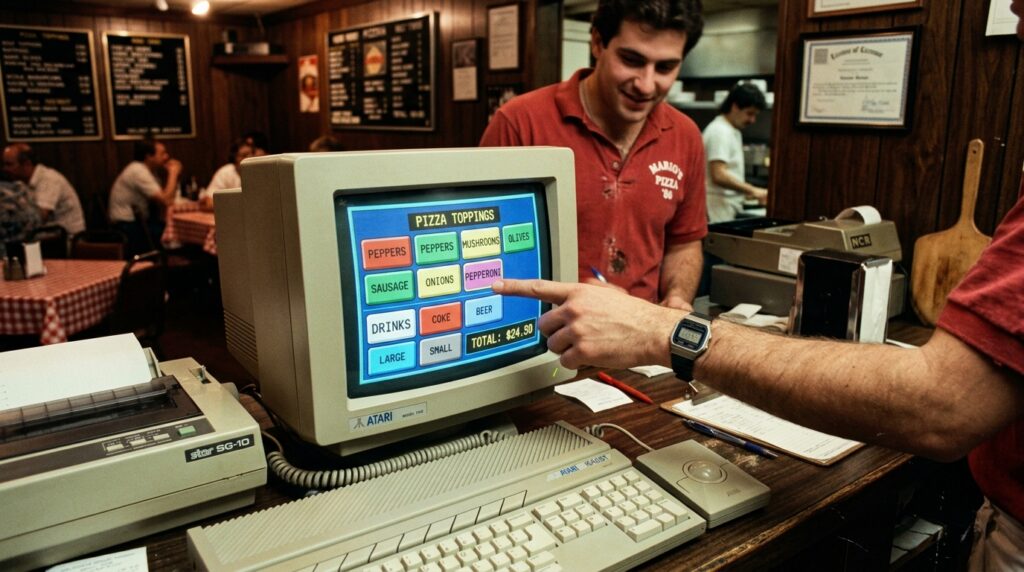 El Atari de 1986: Cómo un dueño de pizzería inventó la primera pantalla táctil para restaurantes